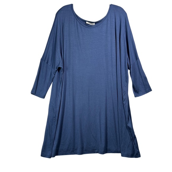 Reborn J Tops - Reborn J Womens 2XL Slate Blue Oversized Tunic Top 3/4 Sleeve Scoop Neck T1256XL